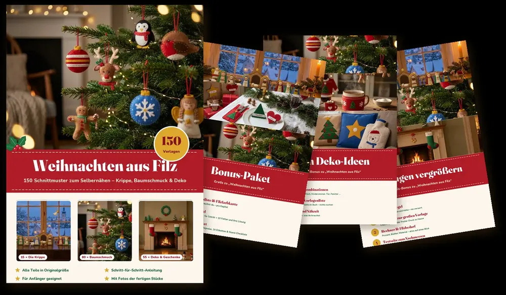 Weihnachten aus Filz – Heft und drei Bonus-Hefte